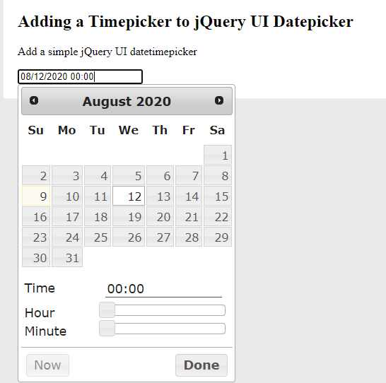 jQuery Timepicker插件1