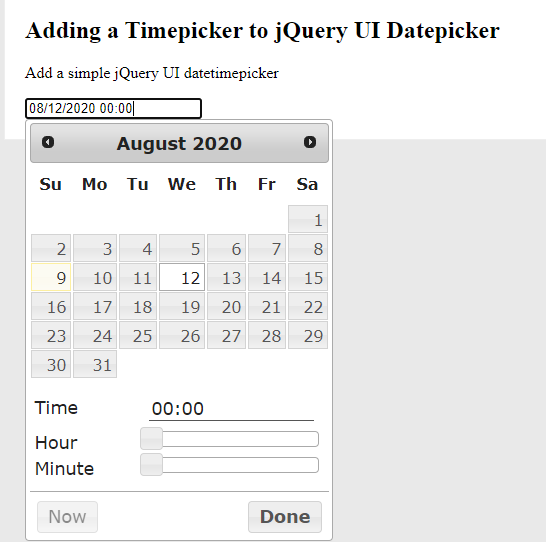 jQuery Timepicker插件用法详细教程