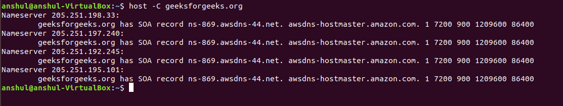 Linux示例中的host命令8