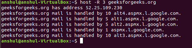 Linux示例中的host命令9