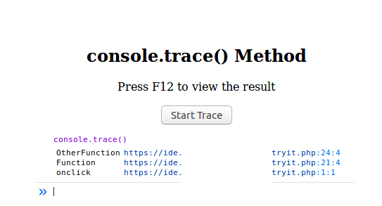 HTML | DOM console.trace（）方法1
