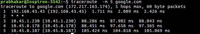 Linux中带有示例的traceroute命令