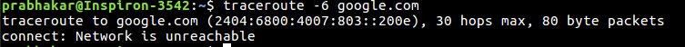Linux中带有示例的traceroute命令