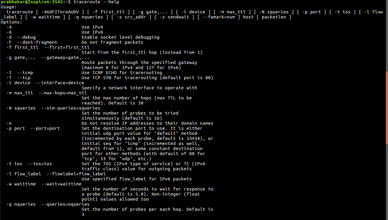 Linux中带有示例的traceroute命令12