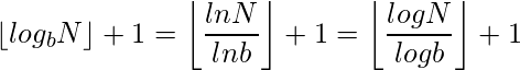 给定以十进制为底的数字N，请以任意底数(底为b)查找其位数