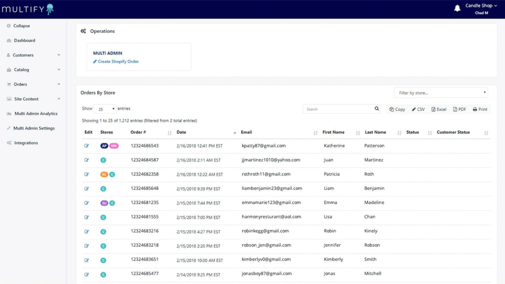 Multify - 多个Shopify商店的管理应用程序