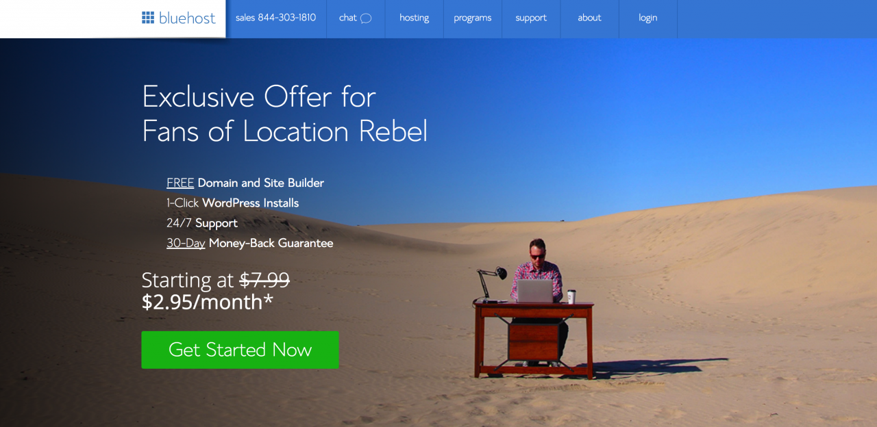 最佳托管服务 - 位置叛逆读者的 Bluehost