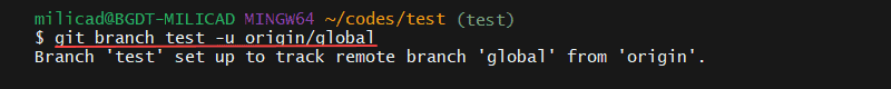 git branch -u 命令和确认跟踪更改