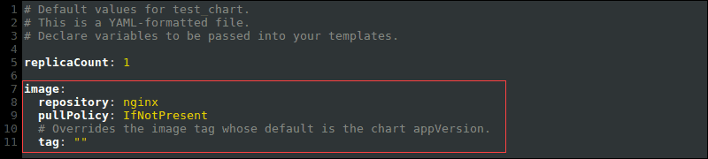 values.yaml 文件中的默认拉取策略