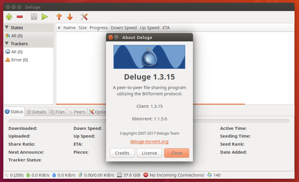 Deluge Bittorrent Client for Linux