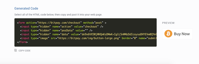 bitpay 上的 HTML 按钮