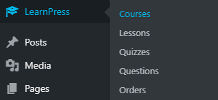 LearnPress > WordPress 侧栏中的课程