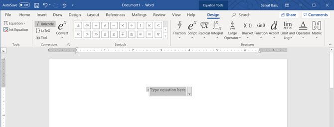 Microsoft Word 的公式工具栏