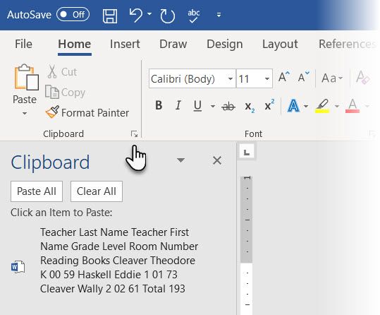 Microsoft Word 中的 Office 剪贴板