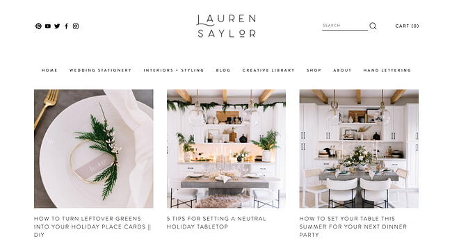 Squarespace 博客示例：Lauren Saylor