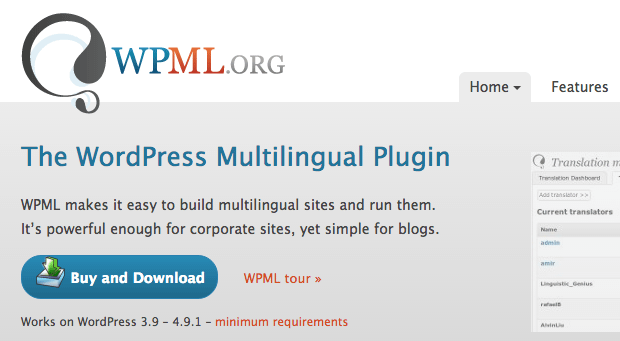 WPML 多语言 WordPress 插件。
