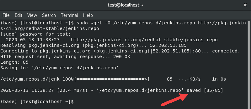 在 CentOS 8 上添加 Jenkins 存储库的示例