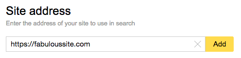 在 Yandex 网站管理员中输入站点 URL。