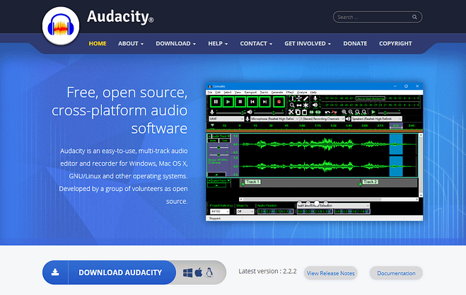 用于播客的 Audacity 音频软件