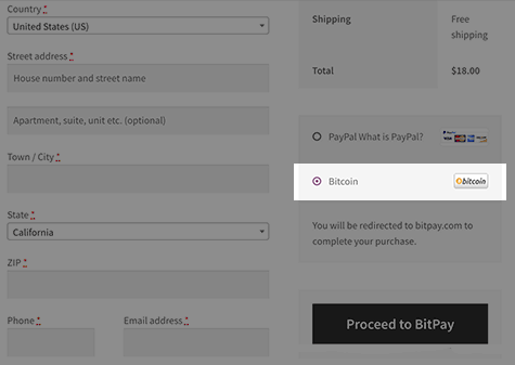 WooCommerce 结账中的比特币支付选项