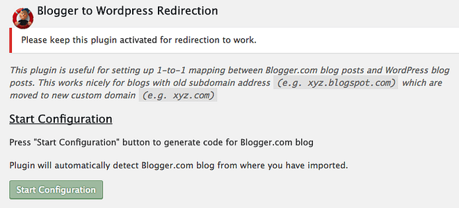 将 Blogger 配置为 WordPress 重定向。