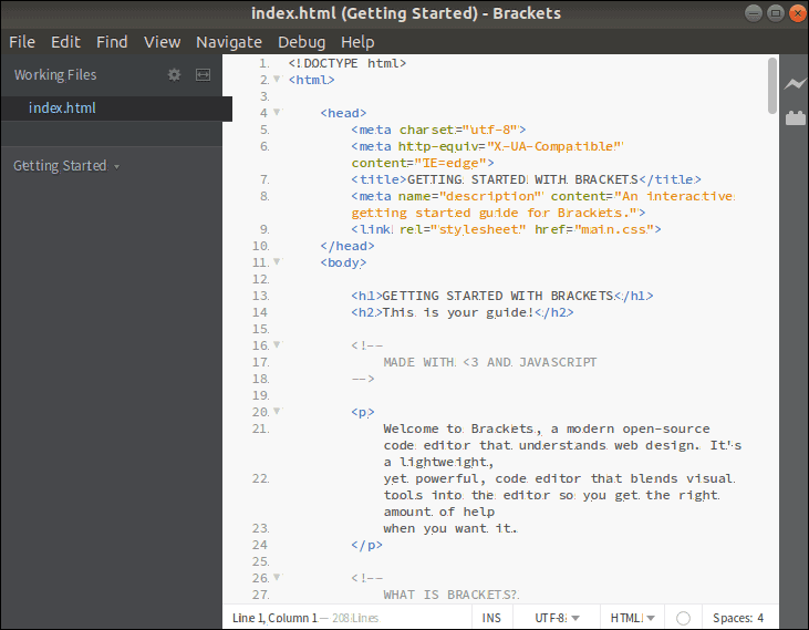 括号 linux 编辑器入门页面