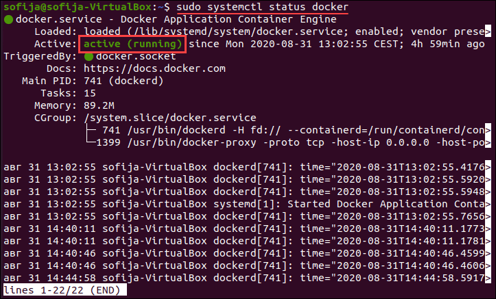 docker active 并在 Ubuntu 20.04 上运行的示例