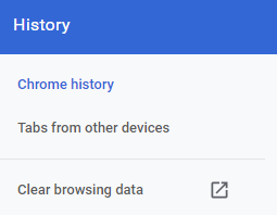 清除 Google Chrome 浏览器中的浏览数据/历史记录。