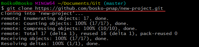 通过 Git Bash 克隆一个 git 存储库。