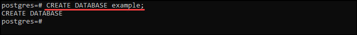 CREATE DATABASE 命令的示例。