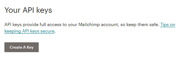 在 Mailchimp 中创建 API 密钥