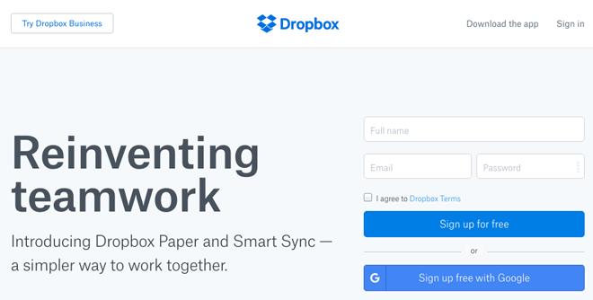 创建一个免费的 DropBox 帐户