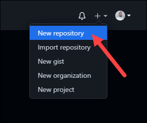 在 GitHub 中找到“新存储库”选项。