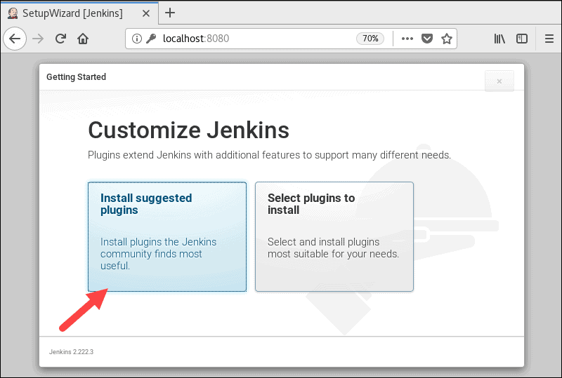 Jenkins 自定义页面以安装插件。