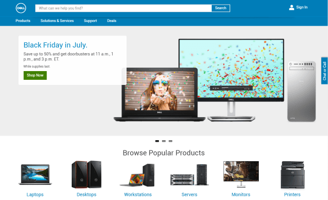 Dell.com 屏幕截图