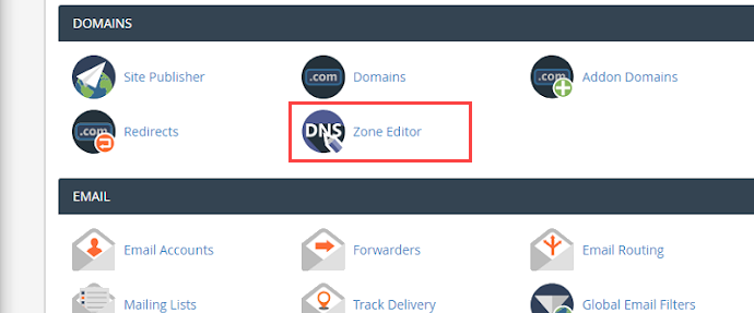 在 cPanel 中找到 DNS 区域编辑器。