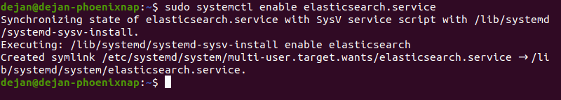 此命令在启动时启用 Elasticsearch 服务。