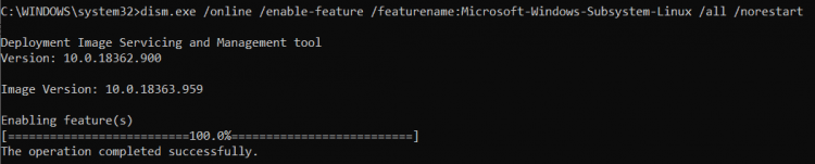 启用 Windows Linux 子系统。