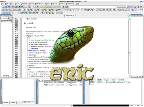 Eric Python IDE，中间带有官方徽标