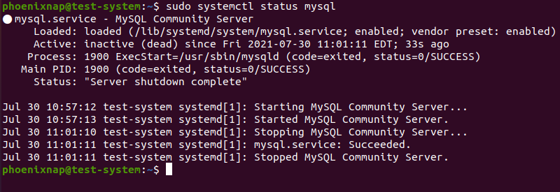 检查 MySQL 服务的状态