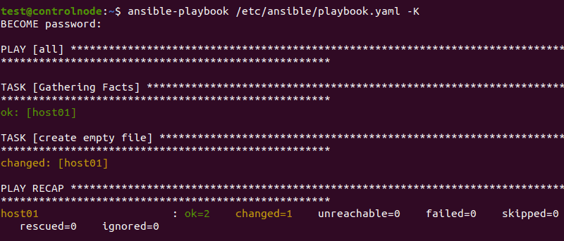 执行 Ansible playbook