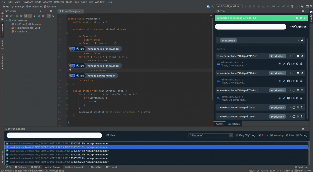 Intellij 中的 Lightrun