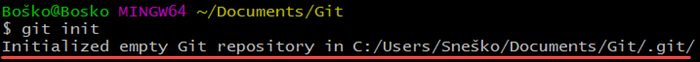 在 Git Bash 中初始化一个空的 git 存储库。