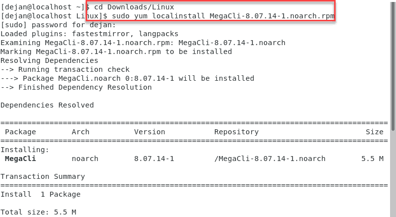 在centos 8上安装megacli的命令