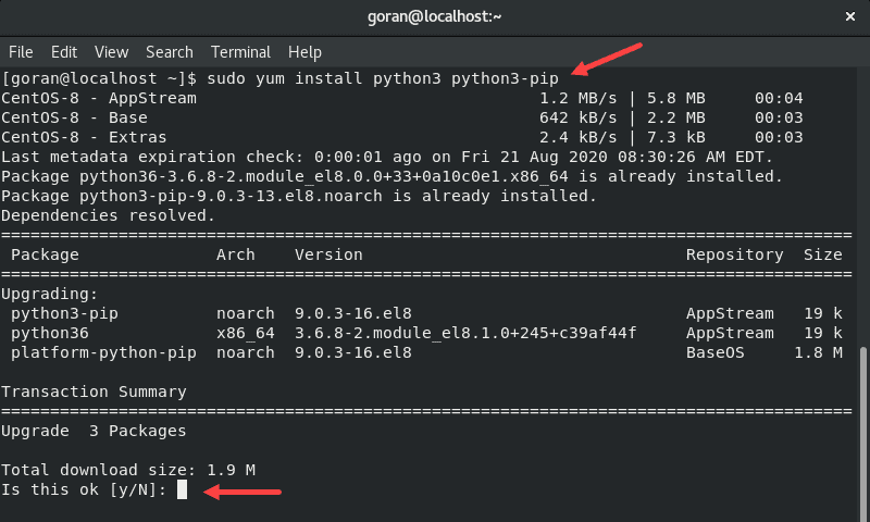 CentOS终端安装python3