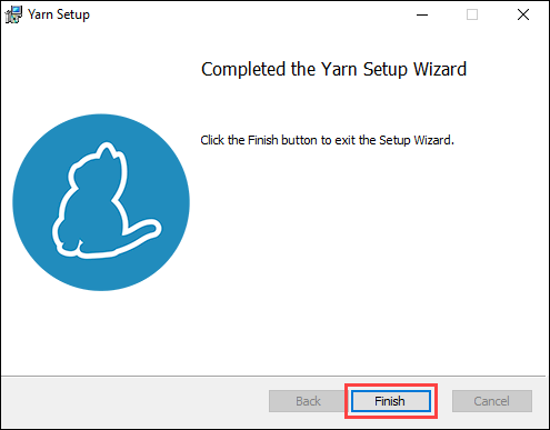 单击完成按钮退出 Yarn 安装