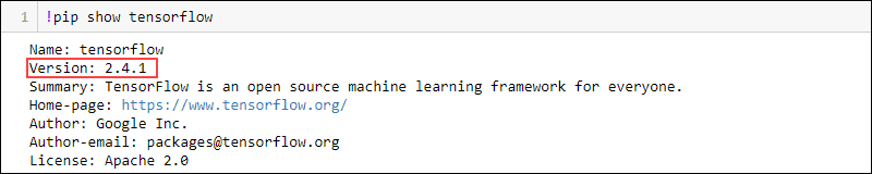 jupyter !pip 显示 tensorflow 版本输出