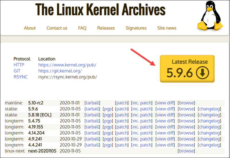 下载最新的 Linux 内核。