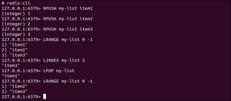 基本 Redis 列表命令