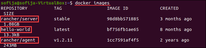 列出 Ubuntu 上可用的 Docker 镜像。